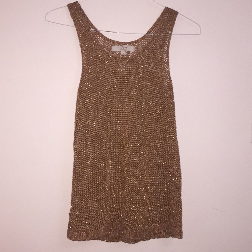 Anne Taylor Loft Bronze Crochet Sweater Tank Sz S